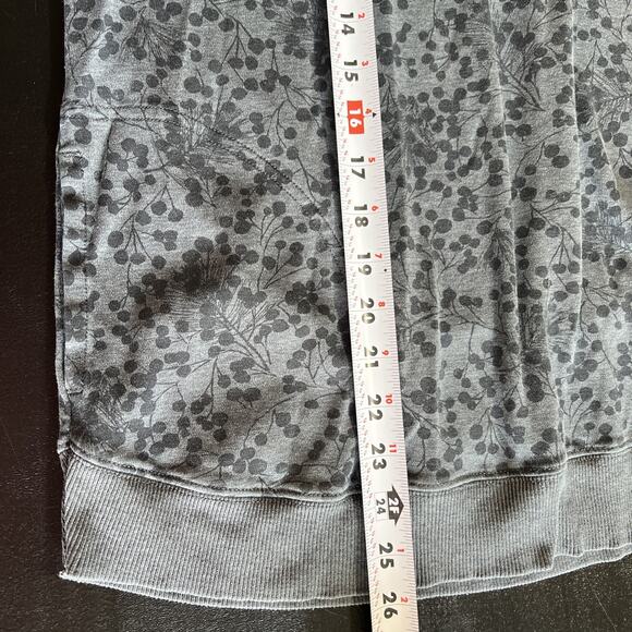 LL Bean Sweatshirt 2XL Gray Floral Cowl Neck Drawstring Pockets Cozy Pima Cotton - Picture 10 of 13